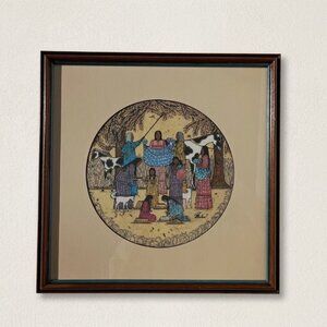Jean Bales Native American Art Print Gathering Nuts Signed Numbered Southwestern